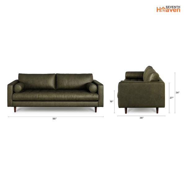 Vienna 3 Seater Sofa- ( Leatherette Fabric - Green )