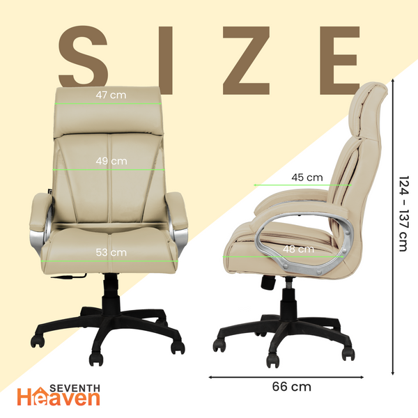 Elite High-Back Office Chair – Ergonomic, Durable & Versatile (Leatherett - Beige)