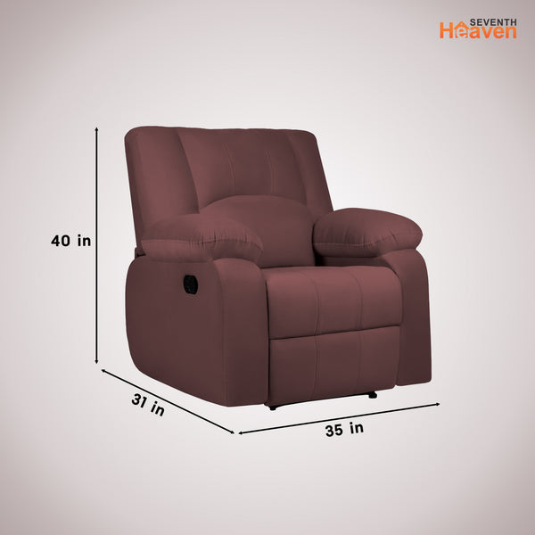 Phoenix Icon 1 Seater Recliner – ( Spacious, Luxurious & DIY-Friendly, Plush Suede - Brown )
