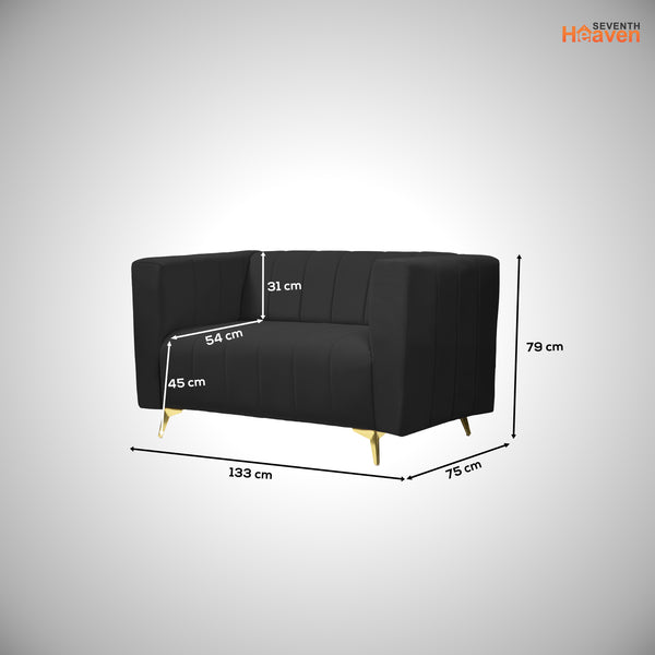 Tokyo Icon 2 Seater Sofa - ( Plush Suede Fabric - Black )