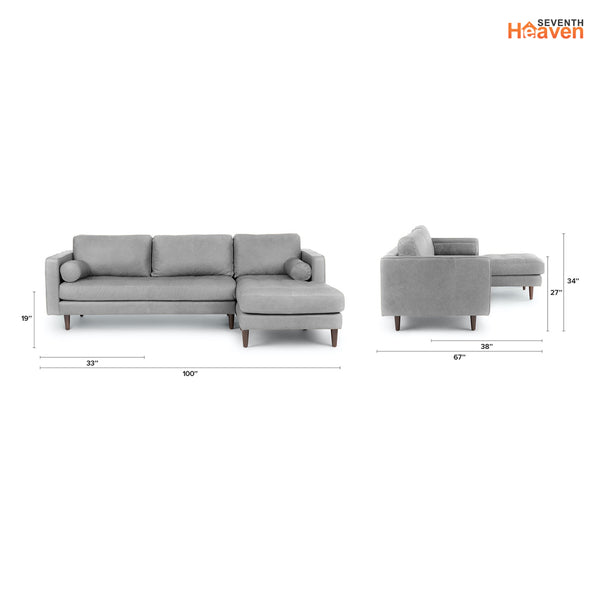 Vienna 6 Seater Sofa Left Corner - ( Leatherette Fabric - Grey )