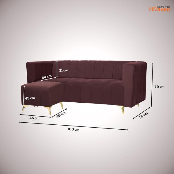 Tokyo Icon Ottoman 4 Seater Sofa - ( Plush Suede Fabric - Brown )