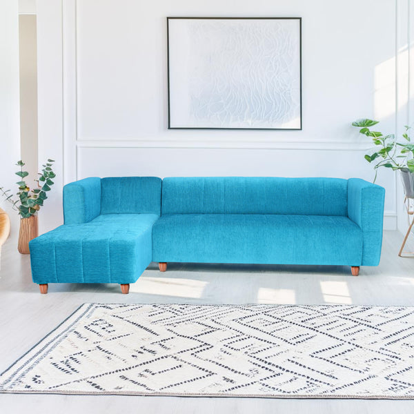 Tokyo 6 Seater Sofa Left Corner- ( Premium Molfino Fabric- Sky Blue )