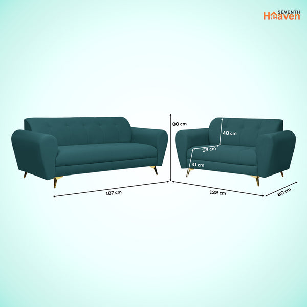 Milan Icon (3+2) Seater Sofa- ( Plush Suede Fabric - Teal )