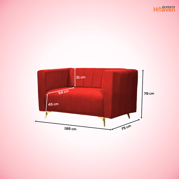 Tokyo Icon 2 Seater Sofa - ( Plush Suede Fabric - Maroon )