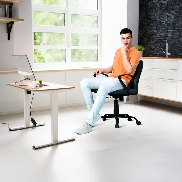 Titan Mid-Back Office Chair – Ergonomic Design with Dual Foam Support (Light Grey)