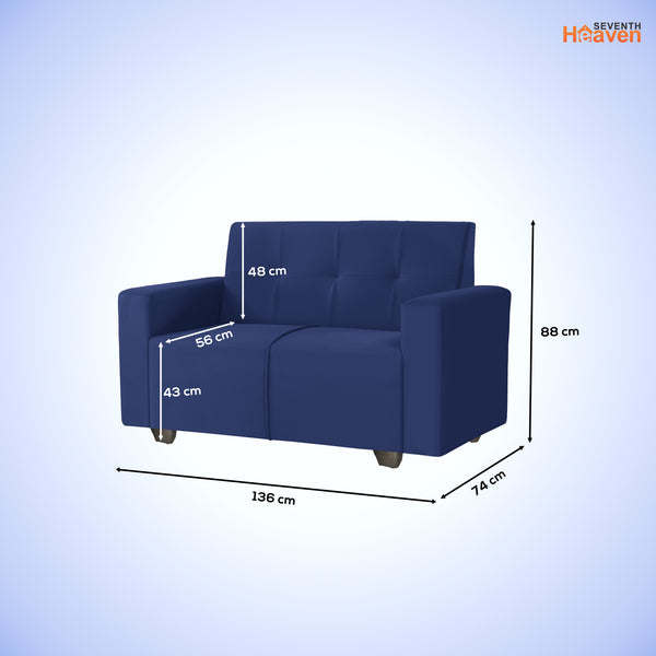 London 2 Seater Sofa- ( Plush Suede Fabric- Blue )