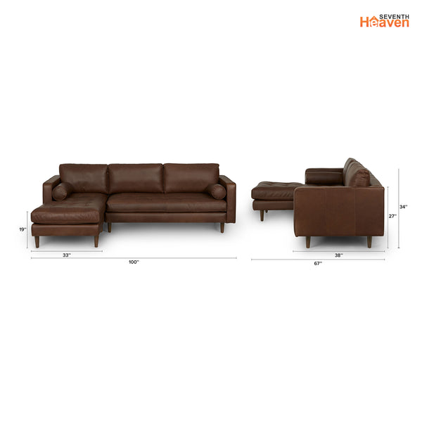 Vienna 6 Seater Sofa Right Corner - ( Leatherette Fabric - Brown )