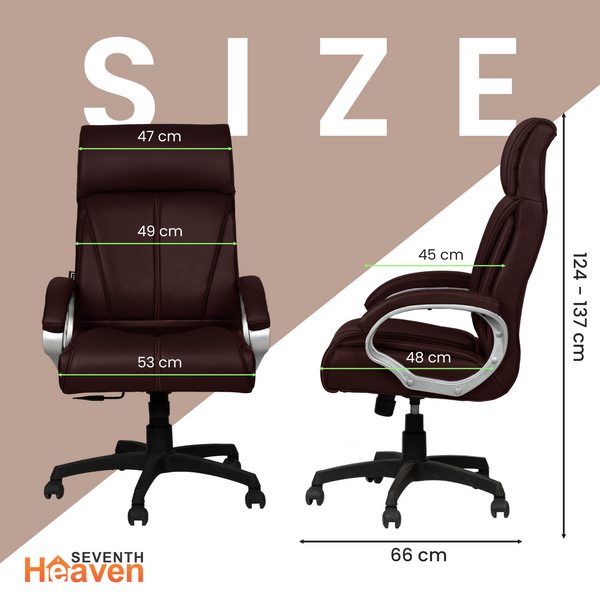 Elite High-Back Office Chair – Ergonomic, Durable & Versatile (Leatherett - Brown)