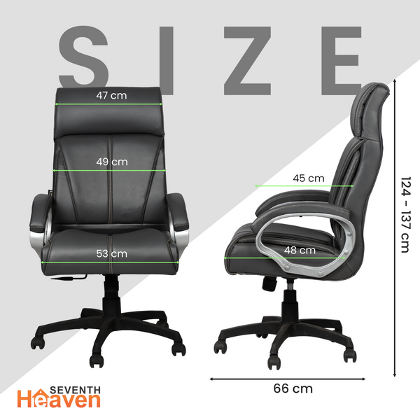 Elite High-Back Office Chair – Ergonomic, Durable & Versatile (Leatherett - Grey)