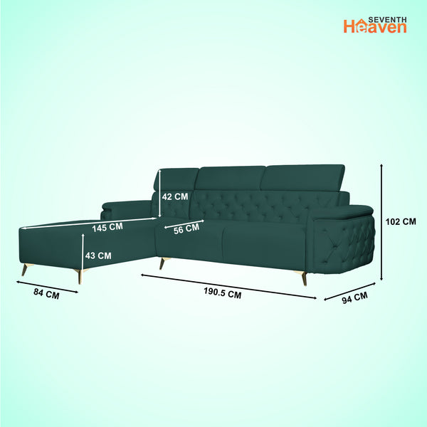 Rome 6 Seater Sofa Set Right Corner- ( Plush Suede - Green )