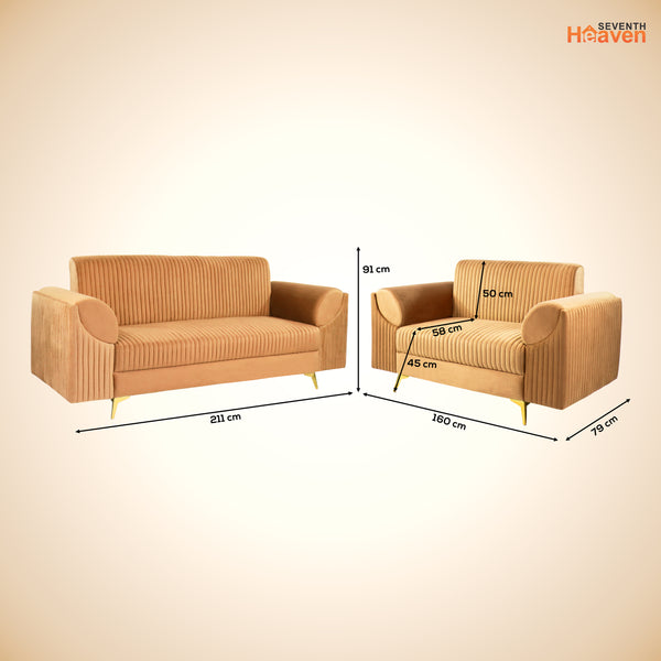Venice (3+2) Seater Sofa- ( Plush Suede Fabric - Beige )