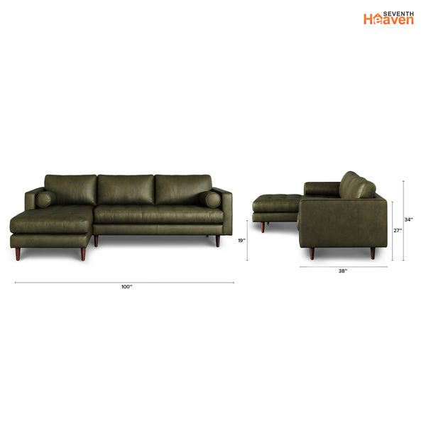 Vienna 6 Seater Sofa Left Corner - ( Leatherette Fabric - Green )