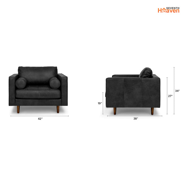 Vienna 1 Seater Sofa- ( Leatherette Fabric - Black )