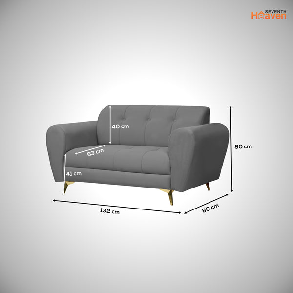 Milan Icon 2 Seater Sofa- ( Plush Suede Fabric- Grey )
