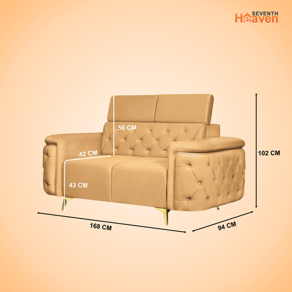 Rome 2 Seater Sofa- ( Plush Suede Fabric- Beige )