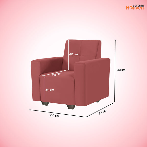 London 1 Seater Sofa- ( Plush Suede Fabric- Peach )