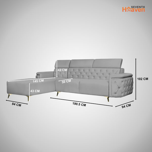 Rome 6 Seater Sofa Set Right Corner- ( Plush Suede - Grey )
