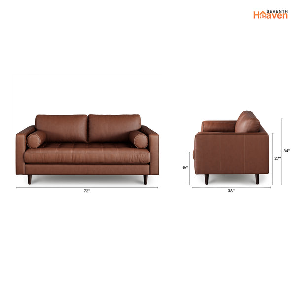 Vienna 2 Seater Sofa- ( Leatherette Fabric - Brown )