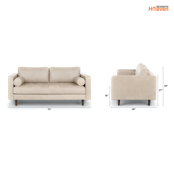 Vienna 2 Seater Sofa- ( Leatherette Fabric - Beige )