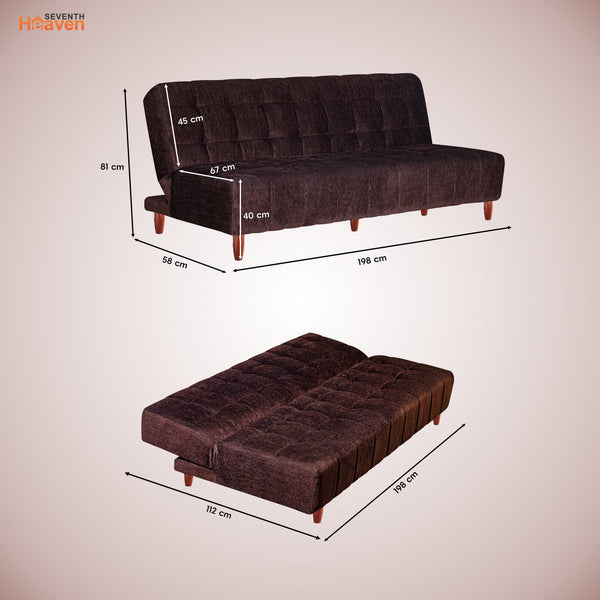 Florida 4 Seater Wooden Sofa Cum Bed - ( Premium Molfino Fabric- Brown)