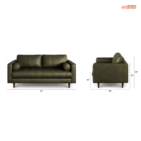 Vienna 2 Seater Sofa- ( Leatherette Fabric - Green )