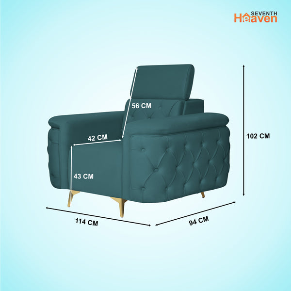 Rome 1 Seater Sofa- ( Plush Suede Fabric- Teal )
