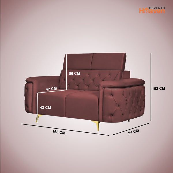 Rome 2 Seater Sofa- ( Plush Suede Fabric- Brown )