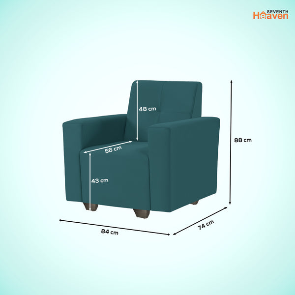 London 1 Seater Sofa- ( Plush Suede Fabric- Teal)