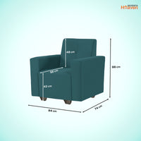 london 1 seater sofa with plush suede fabric finish color teal
