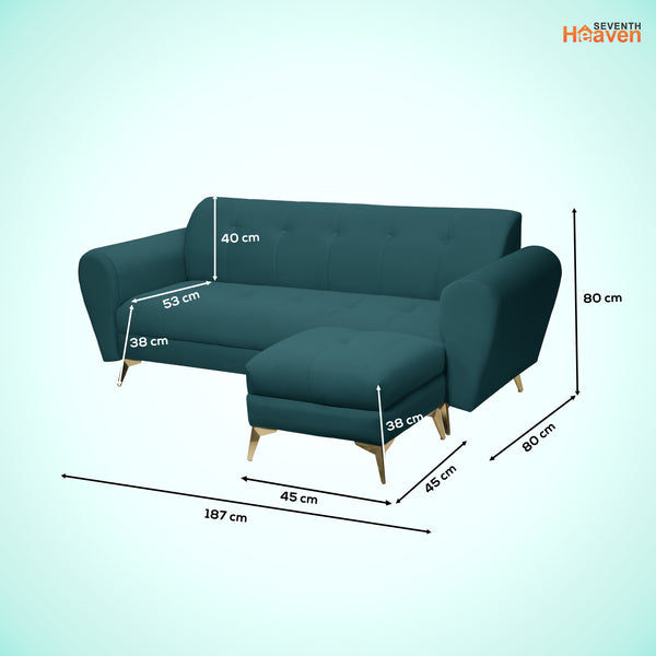 Milan Icon Ottoman 4 Seater Sofa - ( Plush Suede Fabric - Teal )