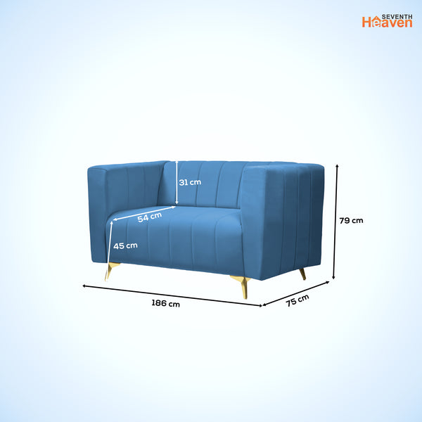 Tokyo Icon 2 Seater Sofa - ( Plush Suede Fabric - Sky Blue )