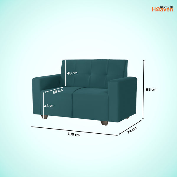 London 2 Seater Sofa- ( Plush Suede Fabric- Teal )