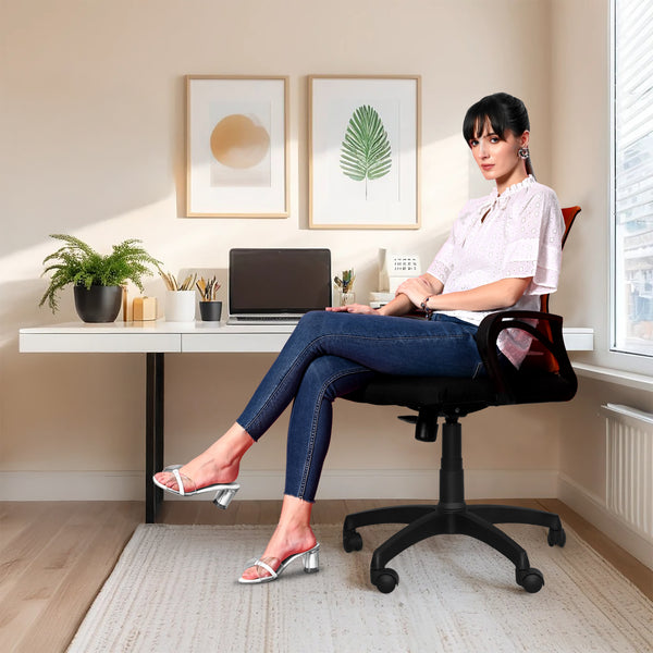 Bolt Mid-Back Office Chair – Ergonomic, Durable & Versatile ( Orange )