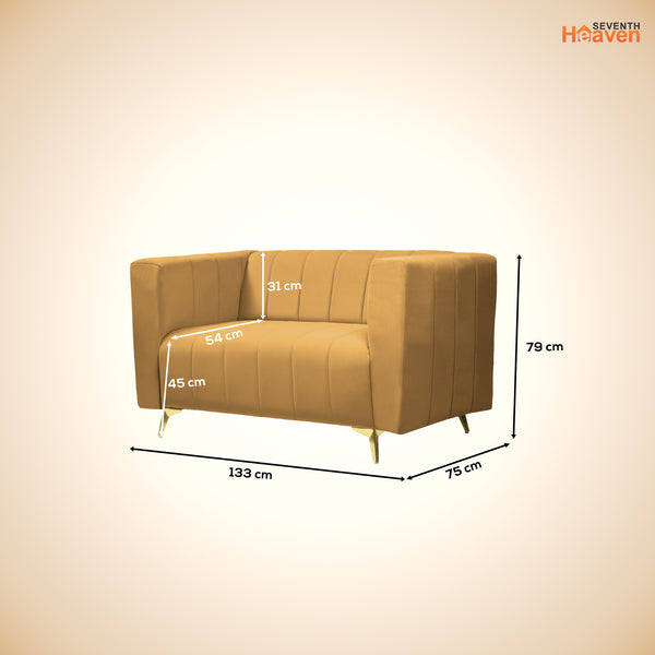 Tokyo Icon 2 Seater Sofa - ( Plush Suede Fabric - Beige )