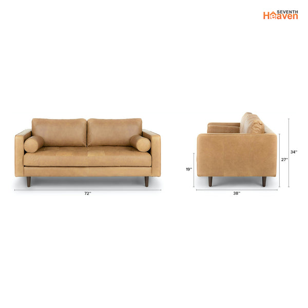 Vienna 2 Seater Sofa- ( Leatherette Fabric - Tan )