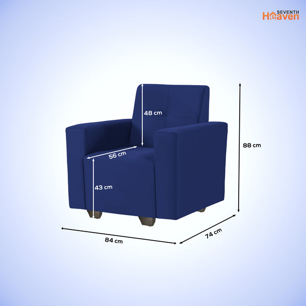London 1 Seater Sofa- ( Plush Suede Fabric- Blue )