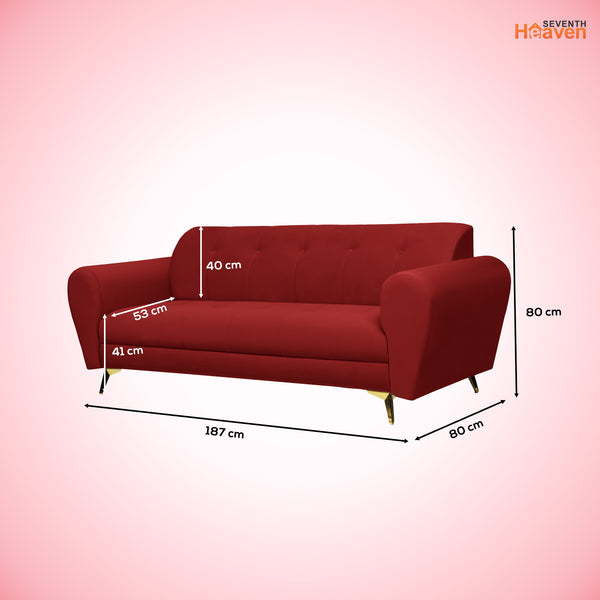 Milan Icon 3 Seater Sofa- ( Plush Suede Fabric- Maroon )