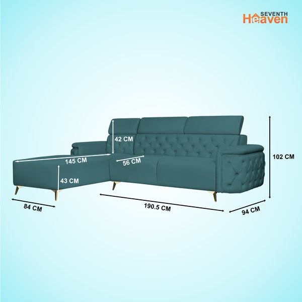 Rome 6 Seater Sofa Set Left Corner- ( Plush Suede - Teal )