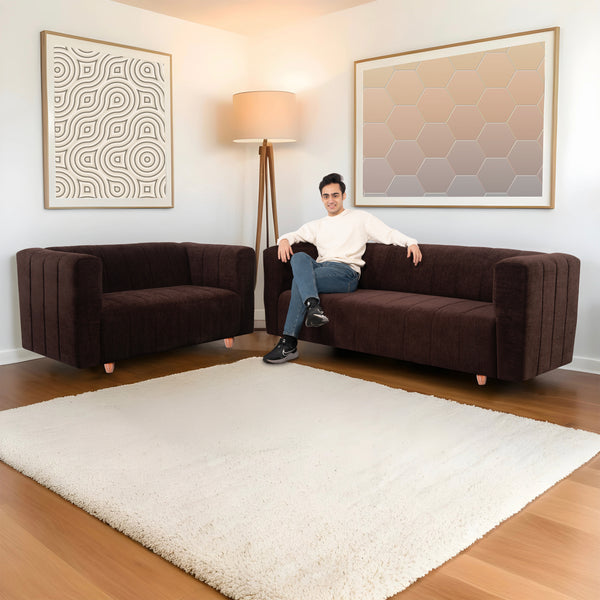 Tokyo 5 Seater Sofa- (3+2) ( Premium Molfino Fabric - Brown)