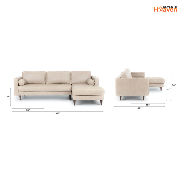 Vienna 6 Seater Sofa Left Corner - ( Leatherette Fabric - Beige )