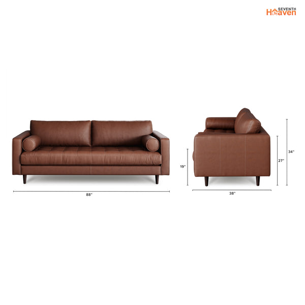 Vienna 3 Seater Sofa- ( Leatherette Fabric - Taos Brown )