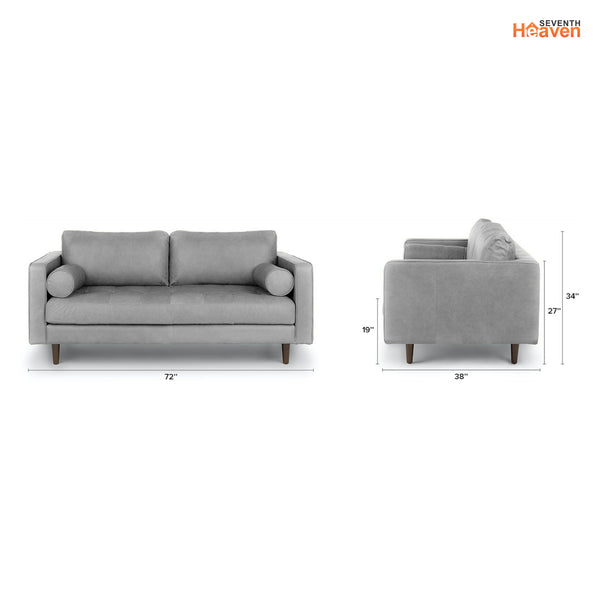 Vienna 2 Seater Sofa- ( Leatherette Fabric - Grey )