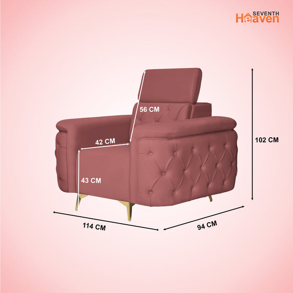 Rome 1 Seater Sofa- ( Plush Suede Fabric- Peach )
