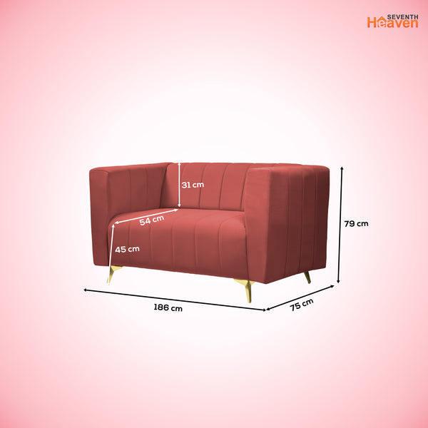 Tokyo Icon 2 Seater Sofa - ( Plush Suede Fabric - Peach )