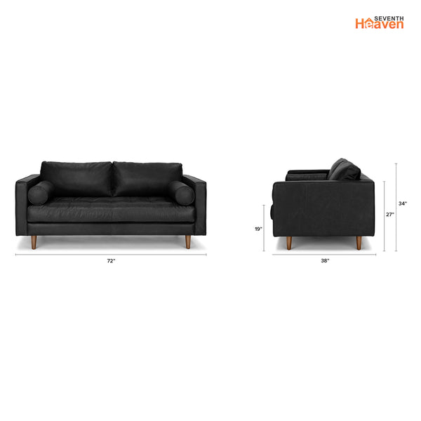 Vienna 2 Seater Sofa- ( Leatherette Fabric - Black )