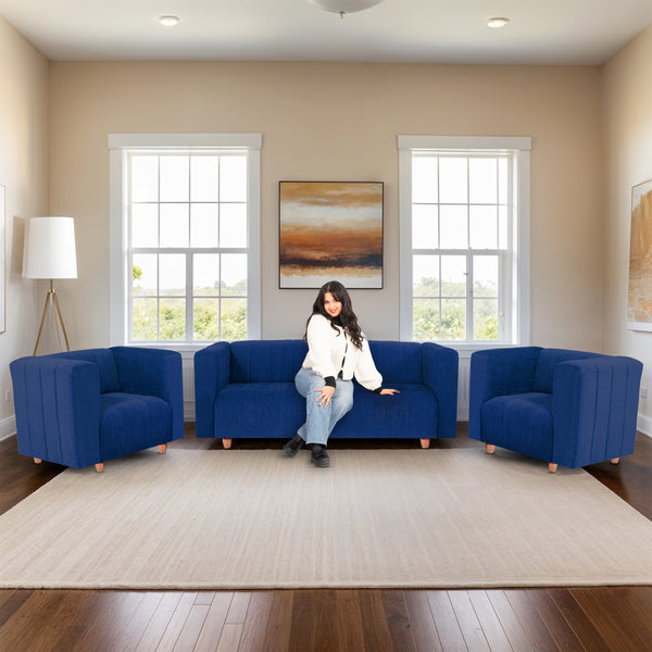 Tokyo 5 Seater Sofa- (3+1+1) ( Premium Molfino Fabric - Blue)