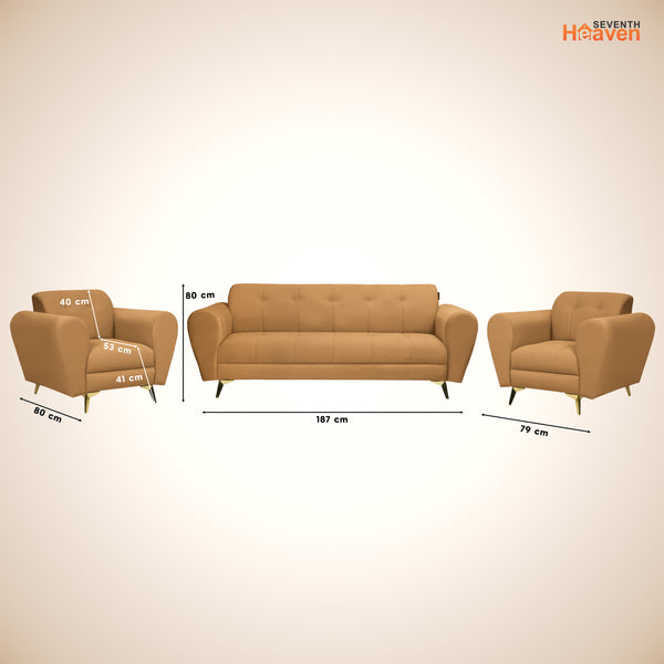 Milan Icon (3+1+1) Seater Sofa- ( Plush Suede Fabric - Beige )