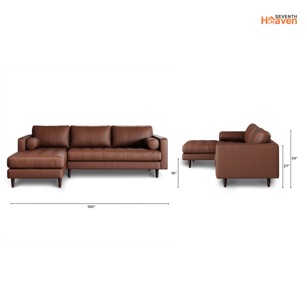 Vienna 6 Seater Sofa Left Corner - ( Leatherette Fabric - Taos Brown )