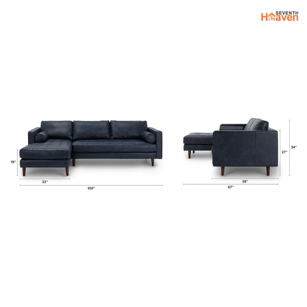 Vienna 6 Seater Sofa Right Corner - ( Leatherette Fabric - Blue )